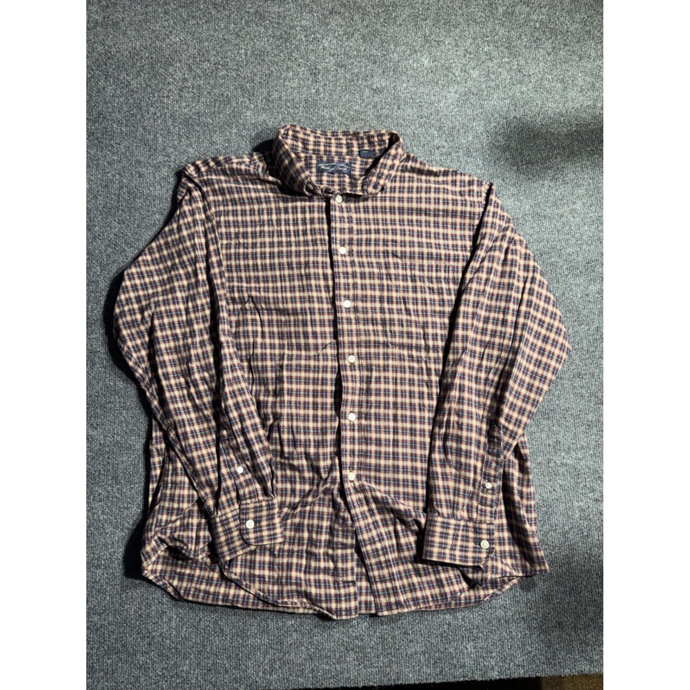 Roundtree & Yorke Weathered Casuals Mens‎ Large Plaid Cotton Button Down Shirt